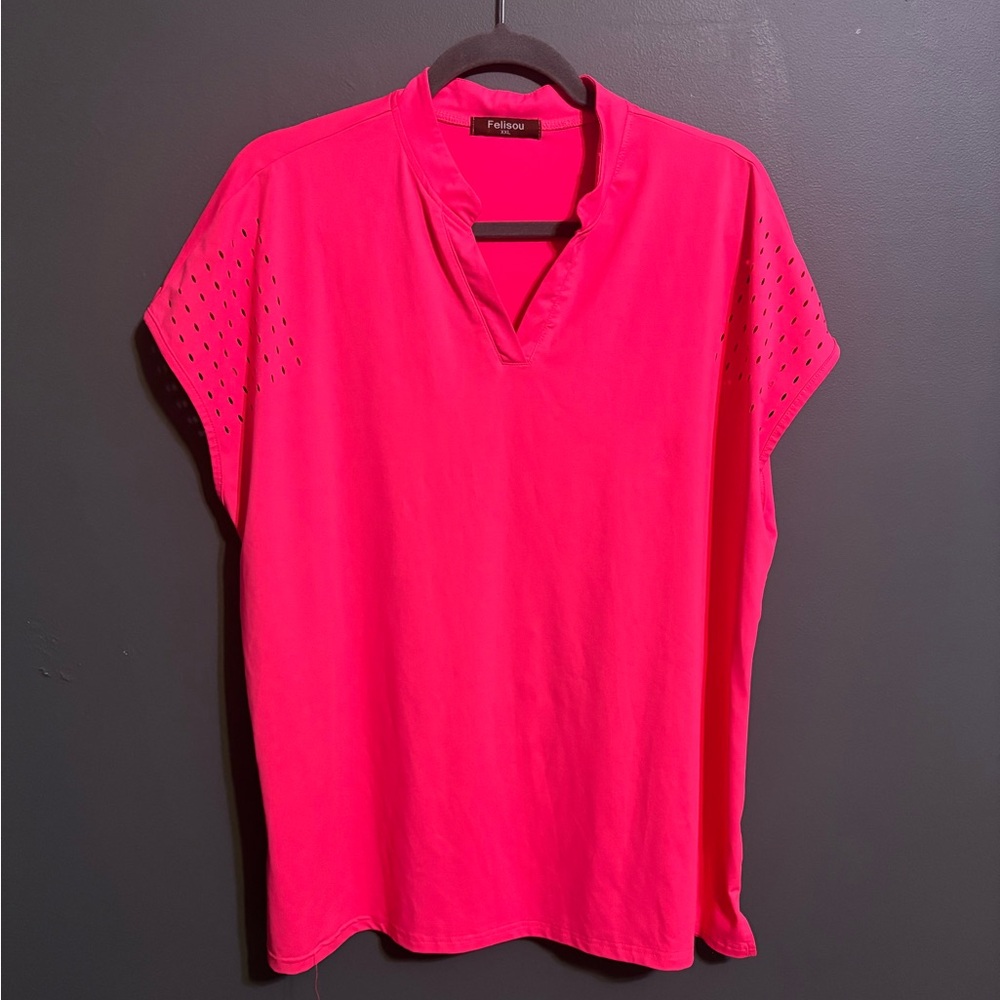 Felisou bright pink feminine golf blouse size XXL